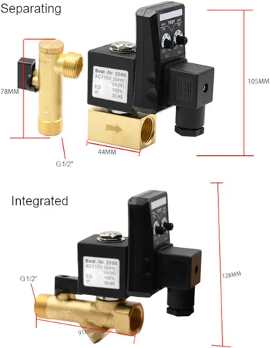 Vista 6 de Válvula de drenaje automática electrónica G1/2" 1,6 MPa, drenador automático para tanque de aire o secador de aire, CA 110V 50Hz con enchufe de EE.