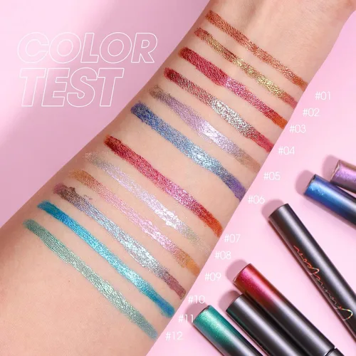Vista 5 de Delineador de ojos líquido multicromo, delineador de ojos brillante con purpurina metálica, de larga duración, delineador de ojos colorido