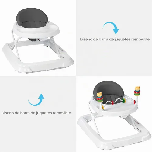 Vista 6 de Andador de bebé con ruedas para niños y niñas Gris