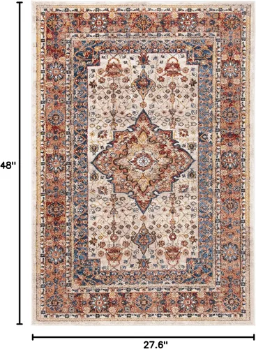Vista 2 de SAFAVIEH Bijar Collection - Alfombra decorativa de 2 pies 3 pulgadas x 4 pies, marfil y óxido, diseño oriental envejecido, no desprende pelusa