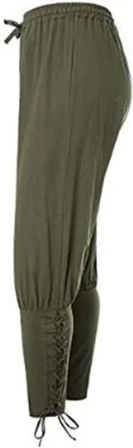 Vista 4 de Pantalones al tobillo para hombre, tipo medieval, vikingos, traje de navegante o pirata, pantalones renacentistas, góticos