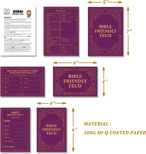 Vista 2 de BISC006 - Suministros de juego de feud amigable con la Biblia para adultos y adolescentes, concurso de feudo, disputa familiar de la iglesia