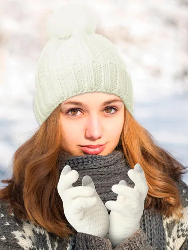 Vista 7 de Juego de 12 piezas de gorro de invierno, bufanda, guantes para pantalla táctil, forro polar, gorro de punto, bufanda calentador de cuello