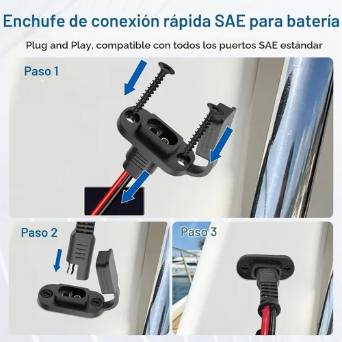 Vista 4 de Linkstyle 2 piezas de enchufe de alimentación SAE de 1 pie 10 AWG puerto de pared lateral a conector de junta tórica, cable de extensión SAE