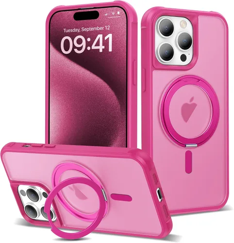 Vista 28 de Funda para iPhone 11 con soporte de anillo magnético giratorio de 360° [compatible con Mag-Safe] [Protección de grado militar] Funda translúcida