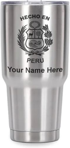 Vista 21 de LaserGram Vaso aislado al vacío de 20 onzas, hecho en Perú, grabado personalizado incluido (negro)