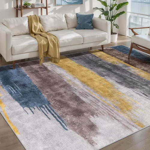 Vista 57 de Ciicool Alfombra moderna abstracta de 2 x 3 pulgadas, lavable, pequeña, antideslizante, de pelo bajo, alfombra de entrada plegable para cocina