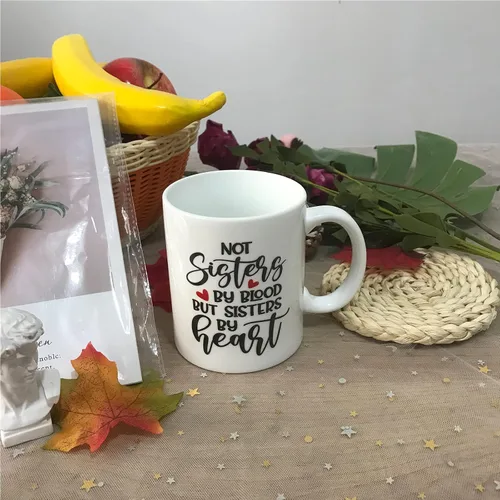 Vista 7 de Taza de café de cerámica Not Sisters by Blood but Sisters by Heart