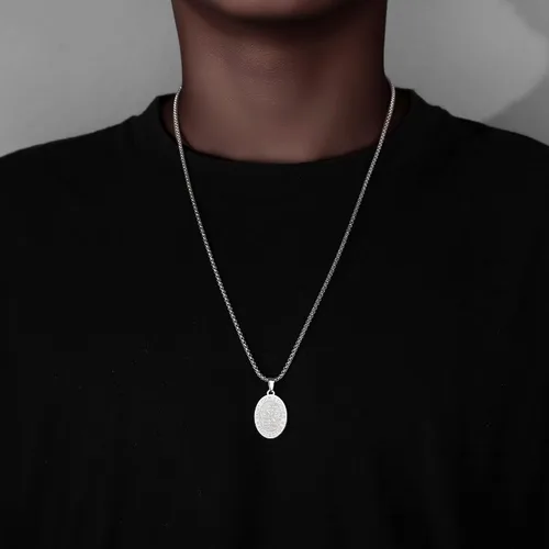 Vista 6 de Yaumatea San MiguelCristóbalVirgen MaríaBenedictoJude TaddeoJoséPatrickRafaelFranciscoFlorianThomas AquinasAnthony Medalla Collar Colgante de acero