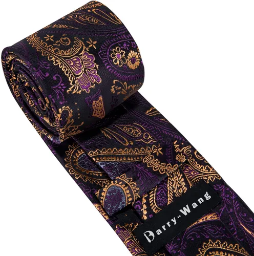 Vista 135 de Barry.Wang - Juego de corbata de seda para hombre, diseño de cachemira, pañuelo y gemelos de bolsillo