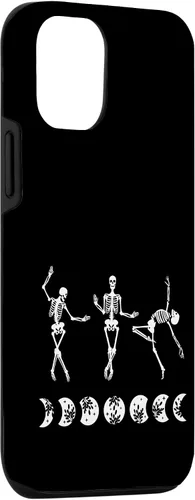 Vista 3 de Carcasa divertida para iPhone 15 con diseño de esqueletos bailarines y fase lunar New Age Emo Goth