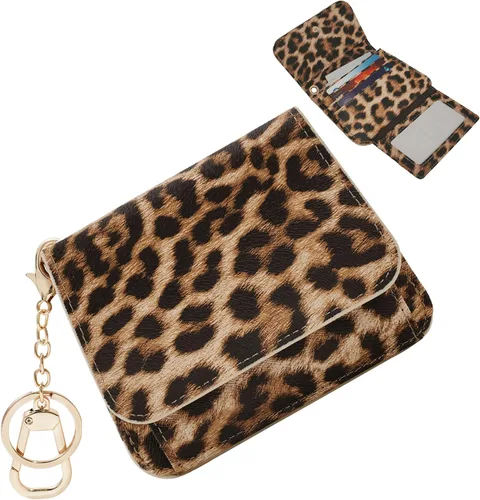 Vista 12 de Cartera pequeña para mujer, con bloqueo RFID, delgada y bolsillo para monedas, tarjetero plegable para tarjetas de crédito con ventana