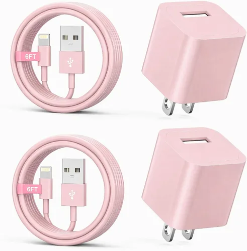 Vista 11 de Cargador de iPhone, [certificado MFi] Paquete de 2 cables Lightning de 6 pies de sincronización de datos con 2 cargadores de pared USB adaptador