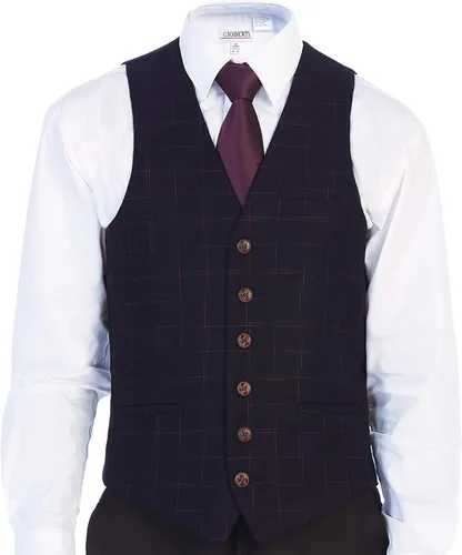 Vista 15 de Gioberti Chaleco de tweed formal de 6 botones para hombres