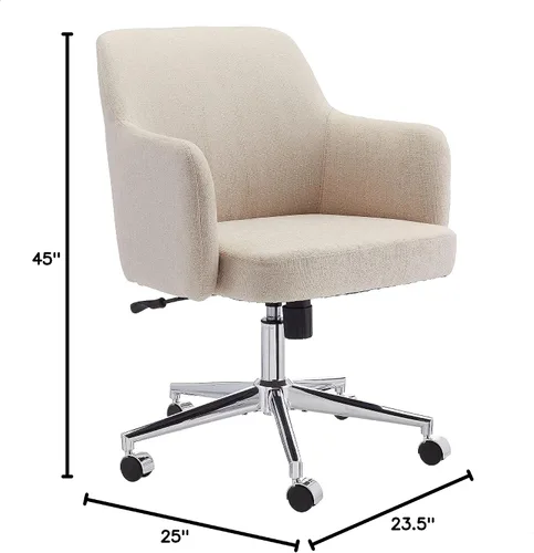 Vista 5 de Amazon Basics Silla de escritorio tapizada rodante para oficina en casa con giro de 360 grados, con brazos y altura ajustable - Beige, 25"P x