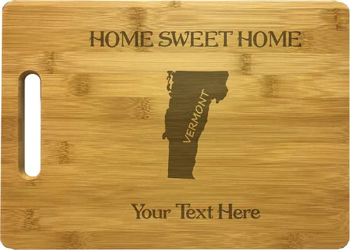 Vista 2 de Personalized Vermont Cutting Board Home Sweet Home Custom Text Engraved Bamboo Housewarming Gifts
