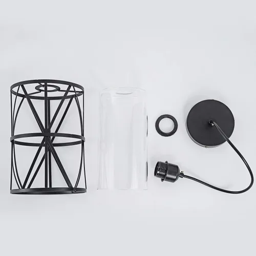 Vista 8 de Lámpara cilíndrica para colgar, Negro