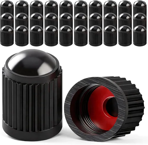 Vista 44 de 10 piezas de tapas de válvula de neumático TPMS con vástago largo, tapas de válvula de rueda de plástico negro para TPMS TR20008, tapas de vástago