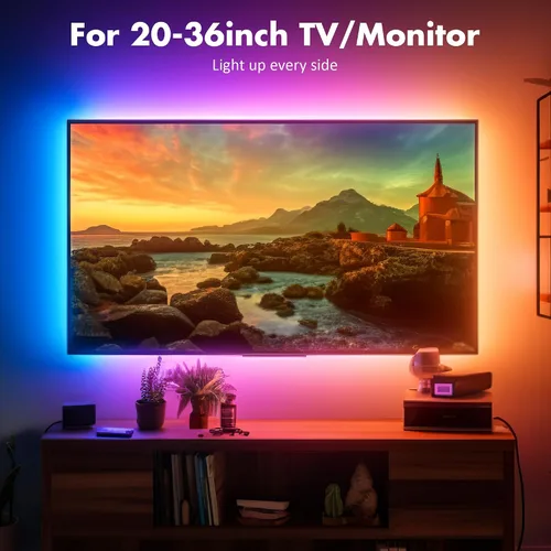 Vista 7 de Maylit ICRGB - Retroiluminación LED para TV, control por aplicación, luces LED para TV/Monitor de 20-36 pulgadas, sincronización de música, luces