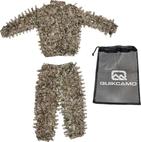 Vista 3 de QuikCamo Mossy Oak 3D Leafy Camo Ghillie Suit - Breathable Quiet Mesh, Snaps and Zippered Pockets for Turkey Hunting