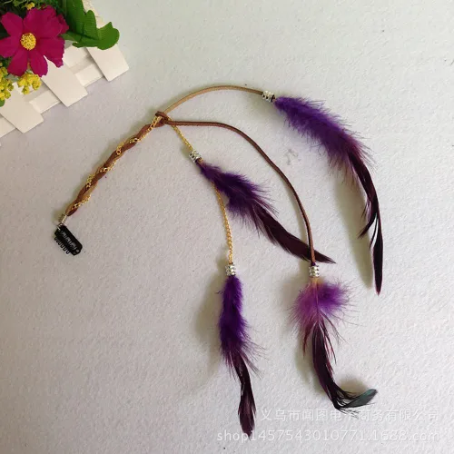 Vista 6 de 6 extensiones de cabello hippie boho hechas a mano para mujer con clip de plumas, peine de accesorios de bricolaje, tocado de horquilla