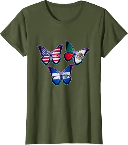 Vista 75 de Multiculti Heritage. Camiseta El Salvador México y Estados Unidos
