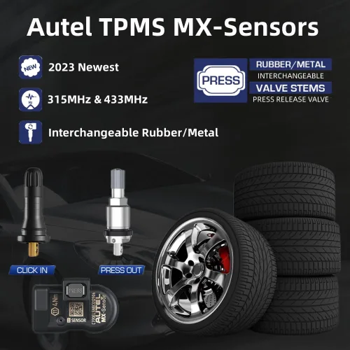 Vista 7 de Autel Sensores TPMS 2 en 1 Sensor MX-Sensor 315Mhz/433Mhz Sensor de presión de neumáticos, sensores TPMS inalámbricos programables y clonables a