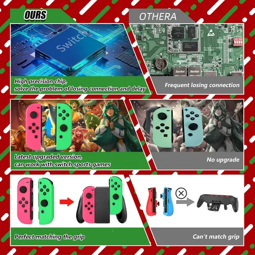 Vista 6 de Tinygu Joy Cons for Switch Nintendo Left and Right Switch Joy Con Controllers Left Right Wireless Remote Replacement for Switch Joycons Support