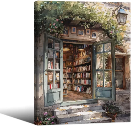 Vista 26 de Haitunone Arte de Pared de Lectura Femenina Victoriana Academia Oscura Libros Melancólicos Póster Pintura al Óleo Antigua Impresiones en Lienzo