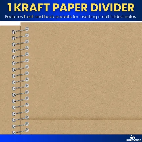 Vista 3 de 1InTheOffice Cuaderno de espiral con rayas universitarias de 6 x 9, 3 temas, cubierta de papel kraft, 100 hojas, (paquete de 4)