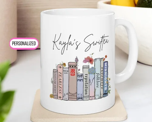 Vista 3 de Taza Swiftea personalizada, tazas de álbum, tazas de café de moda, regalos Ta, regalos personalizados, regalos personalizados, regalo de Navidad