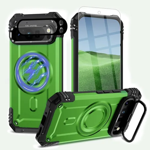 Vista 15 de Funda para Google Pixel 9 Pro XL [protección contra caídas de grado militar de 15 pies] con protector de pantalla y protector de lente, resistente a