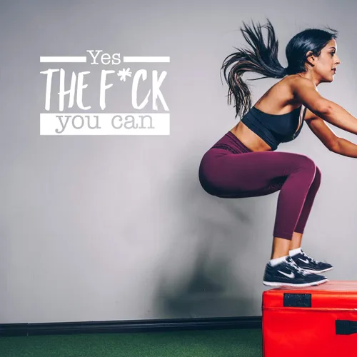 Vista 2 de Calcomanía de vinilo para pared, Yes The F*ck You Can, 17 x 26 pulgadas, sarcástica, motivacional, optimista, divertida, broma para adultos