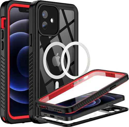 Vista 15 de BEASTEK Funda impermeable para iPhone 12, serie FSN IP68 magnética a prueba de golpes con protector de pantalla integrado y funda protectora Negro