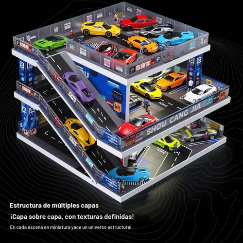 Vista 5 de Vitrina para ruedas calientes y caja de cerillas, rampa iluminada Azul