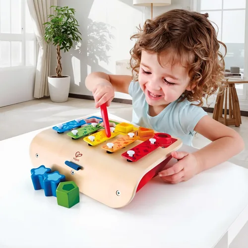 Vista 2 de Hape E0334 Clasificador de Formas Xilófono y Piano - Juguete de Instrumento de Madera