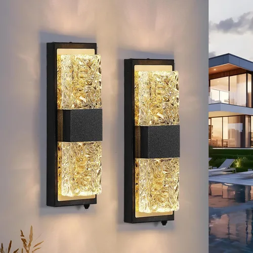 Vista 21 de Luz de pared inteligente para exteriores, RGB, App y Alexa, dorado