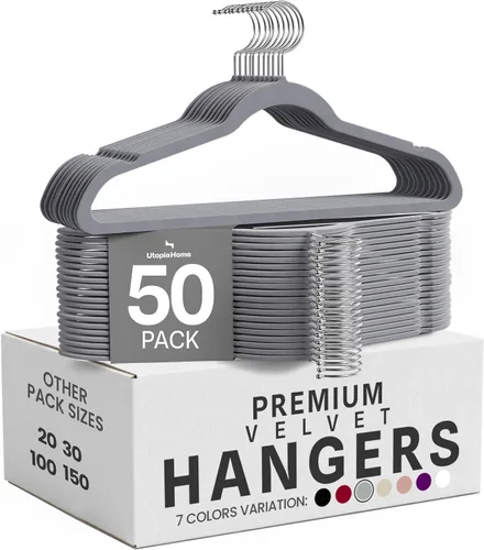 Vista 28 de Utopia Home - Perchas de terciopelo, color negro, paquete de 20 Luxury Non-Slip Slim Pant & Coat Hangers Strong Space-Saving Clothes Hangers