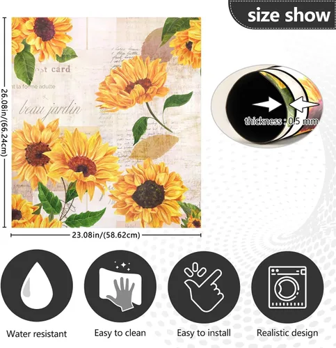 Vista 3 de Funda magnética de girasol amarillo para lavavajillas, cubierta magnética reutilizable para refrigerador, calcomanías para nevera y microondas