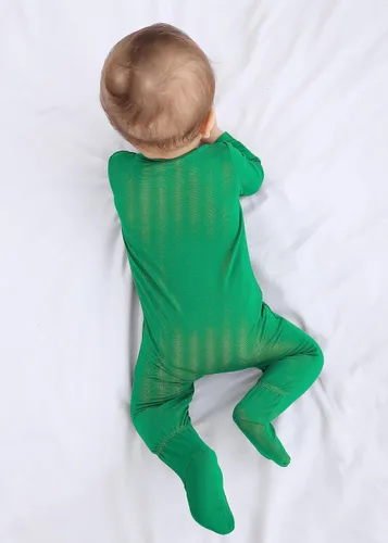 Vista 6 de GUISBY Pijama con pies para bebé, con mitones, rayón hecho de bambú para dormir, pijama de manga larga con cremallera de 2 vías