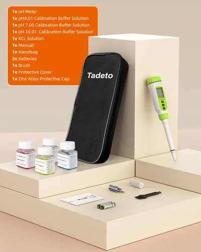 Vista 7 de Tadeto Medidor de pH digital multifuncional para alimentos, kit de prueba de pH de suelo de jardín de alta precisión con pantalla LCD ℃/℉
