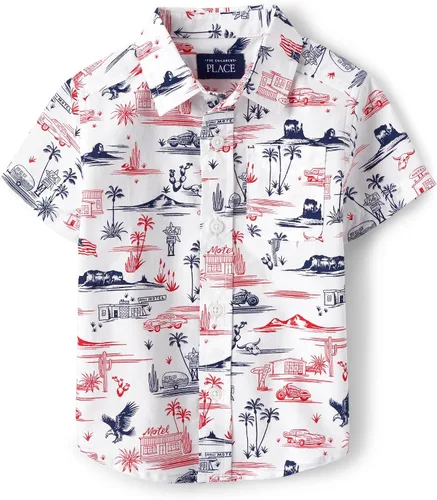 Vista 30 de The Children's Place Baby Boys' and Toddler Poplin Short Sleeve Button Down Shirt (Applemint)