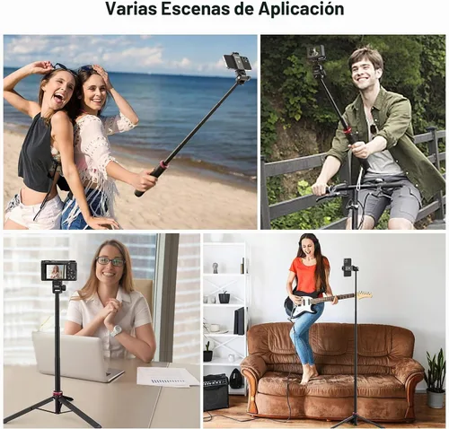 Vista 2 de MT-71 Trípode extensible para selfie stick de 57.48 pulgadas con abrazadera