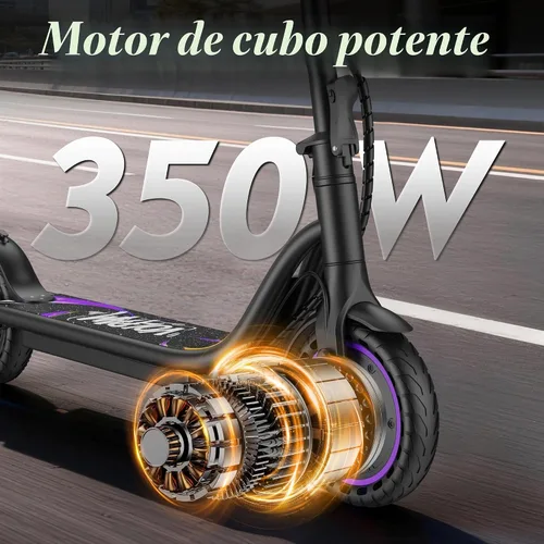 Vista 2 de Electric Scooter Adults & Kids,350/250W Powerful Motor,15/10 Miles,19/9 Mph,8.5/6.5" E Scooter with LCD Display Púrpura