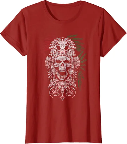Vista 31 de Camiseta de Calavera Azteca con máscara Mayas Calavera Azteca, Negro