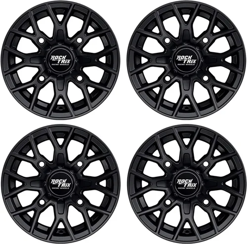 Vista 2 de RockTrix RT104 - Rueda ATV de 12 x 7 4 x 110, negro mate 5+2, borde de 12 pulgadas para IRS compatible con Honda Foreman Rancher, compatible
