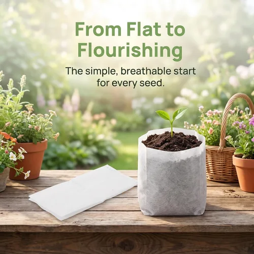 Vista 3 de 200pcs Non Woven Seedling Bags for Vegetables and Peppers, White