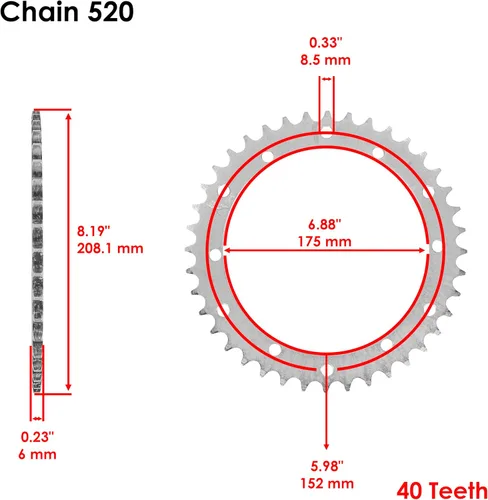 Vista 4 de Caltric Kit de cadena de transmisión y piñones compatible con Yamaha Raptor 660 Yfm660R 2001-2005