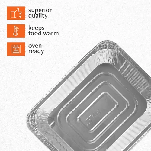 Vista 7 de PLASTICPRO Bandejas desechables de papel de aluminio 9 x 13, tamaño medio profundo, para hornear - Utensilios de cocina perfectos para hornear