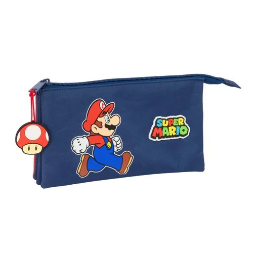 Vista 2 de Portatodo Triple Super Mario Trick Rojo Azul oscuro 22 x 12 x 3 cm